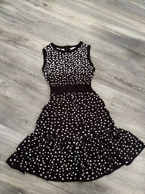 Eliza J Black & White Polka Dot Sleeveless Midi Dress